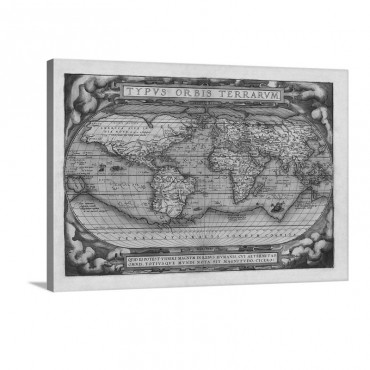 Antique Map Of The World 1570 Wall Art - Canvas - Gallery Wrap