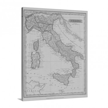 Antique Map Of Italy And Surrounding Islands Wall Art - Canvas - Gallery Wrap
