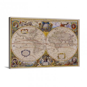 Antique Map Of the wWorld Wall Art - Canvas - Gallery Wrap