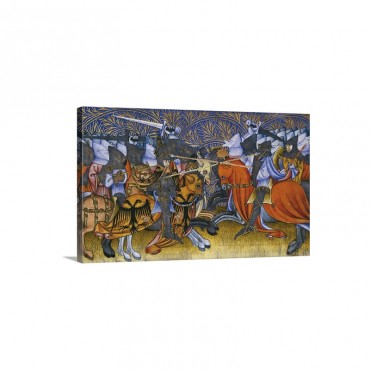 Armies Fighting Gothic Painting In Petrarch's On Famous Men 14th C Wall Art - Canvas - Gallery Wrap