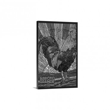 Arroyo Grande California  Rooster Mosaic Retro Travel Poster Wall Art - Canvas - Gallery Wrap