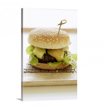 Asian Burger With Pineapple And Curry Sauce Wall Art - Canvas - Gallery Wrap