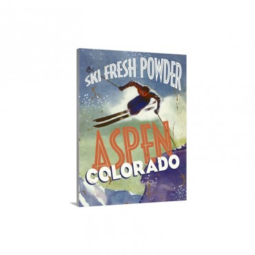 Aspen Colorado Ski Fresh Powder Vintage Advertising Poster Wall Art - Canvas - Gallery Wrap