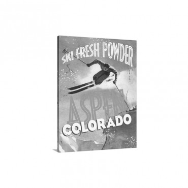 Aspen Colorado Ski Fresh Powder Vintage Advertising Poster Wall Art - Canvas - Gallery Wrap
