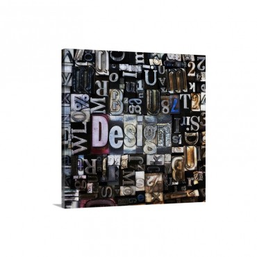 Assortment Of Printing Blocks With Word DESIGN In The Middle Of Picture Wall Art - Canvas - Gallery Wrap