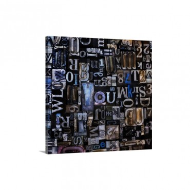 Assortment Of Printing Blocks With Word YOU In The Middle Of Picture Wall Art - Canvas - Gallery Wrap