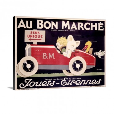 Au Bon Marche Childrens Roadster Vintage Poster Wall Art - Canvas - Gallery Wrap