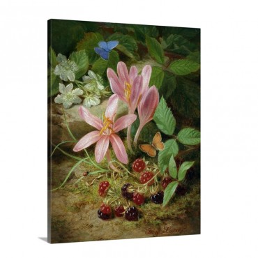 Autumn Flower With Blackberries By Josef Lauer Wall Art - Canvas - Gallery Wrap