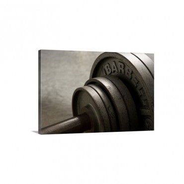 Barbell Close Up Of Weights Elevated View Wall Art - Canvas - Gallery Wrap