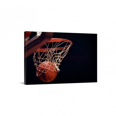 Basketball Going Through The Hoop Wall Art - Canvas - Gallery Wrap