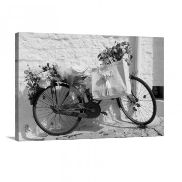 Bicycle Parked Against A Wall Trulli House Alberobello Apulia Italy Wall Art - Canvas - Gallery Wrap