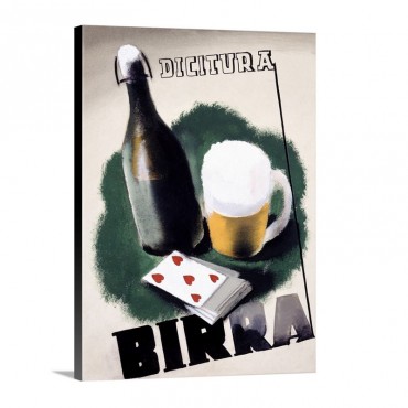 Birra Dicitura Vintage Poster Wall Art - Canvas - Gallery Wrap