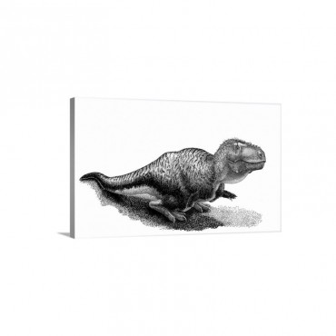 Black Ink Drawing Of Tarbosaurus Bataar Wall Art - Canvas - Gallery Wrap