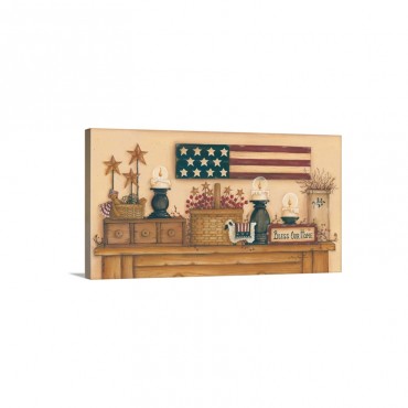 Bless Our American Home Wall Art - Canvas - Gallery Wrap