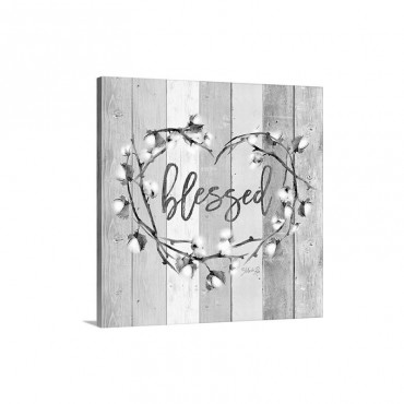 Blessed Cotton Wreath Wall Art - Canvas - Gallery Wrap
