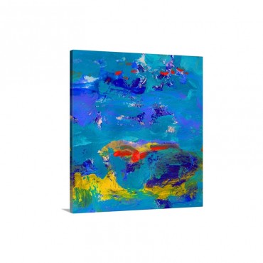 Blue Carnival By The Sea Abstract Painting Wall Art - Canvas - Gallery Wrap