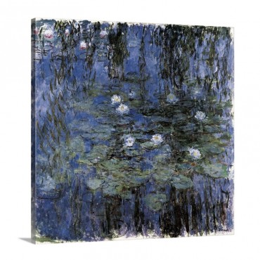 Blue Waterlilies Wall Art - Canvas - Gallery Wrap