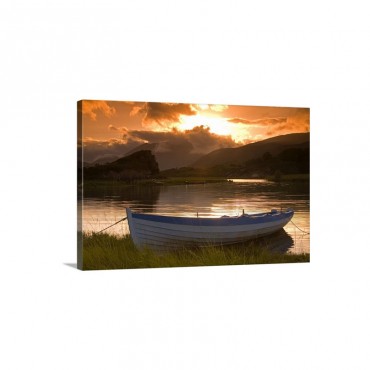 Boat At Sunset Upper Lake Killarney National Park County Kerry Ireland Wall Art - Canvas - Gallery Wrap