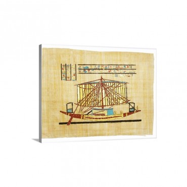 Boat Drawing On Egyptian Papyrus Wall Art - Canvas - Gallery Wrap