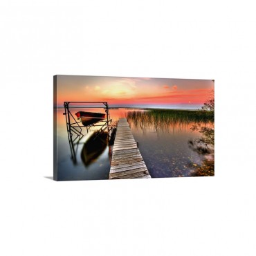 Boat On The Launch At The Dock Wall Art - Canvas - Gallery Wrap