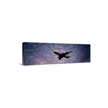 Boeing 747 Airplane In Flight Against Evening Clouds Wall Art - Canvas - Gallery Wrap