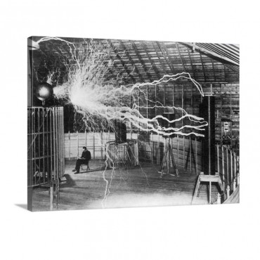 Bolts Of Electricity Discharging In The Lab Of Nikola Tesla Wall Art - Canvas - Gallery Wrap