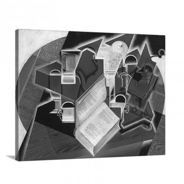 Book Pipe And Glasses 1915 Wall Art - Canvas - Gallery Wrap