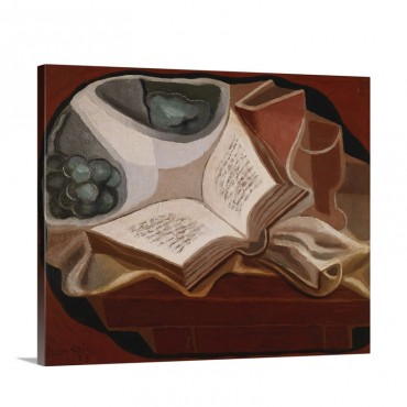 Book And Fruit Bowl Livre Et Compotier 1925 Wall Art - Canvas - Gallery Wrap