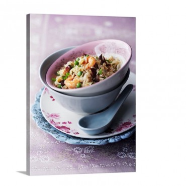 Bowl Of Asian Fried Rice With Chopsticks Wall Art - Canvas - Gallery Wrap