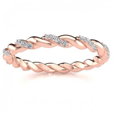 Braided Diamond Ring - Rose Gold