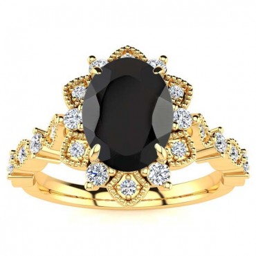 Brenda Black Diamond Ring - Yellow Gold