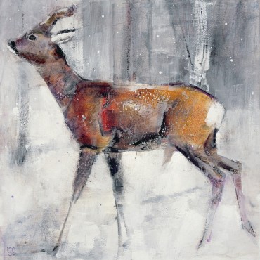 Buck In The snow 2000 Mixed Media On Paper