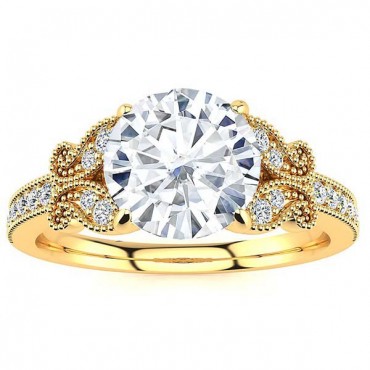 Butterfly Moissanite Ring - Yellow Gold
