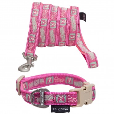Touchdog 'Caliber' Designer Embroidered Fashion Pet Dog Leash And Collar Combination 