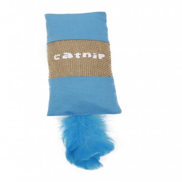 Pet Life Rectangular Duffle Crinkle Plush Faux Fur Teaser Catnip Kitty Cat Toy 