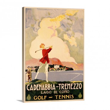 Cadenabbia Tremezzo Golf And Tennis Vintage Poster Wall Art - Canvas - Gallery Wrap