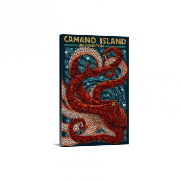 Camano Island Washington Mosaic Octopus Wall Art - Canvas - Gallery Wrap