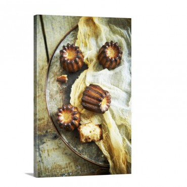 Caneles And Cheese Cloth On A Platter Wall Art - Canvas - Gallery Wrap