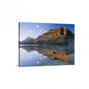 Canoe At The Lakeside Bow Lake Alberta Canada Wall Art - Canvas - Gallery Wrap