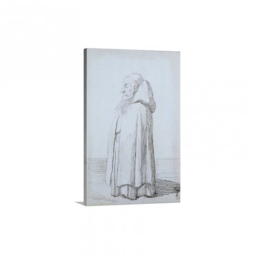 Caricature Of Father Agathon By Pier Leone Ghezzi Ca 1730 Drawing Wall Art - Canvas - Gallery Wrap