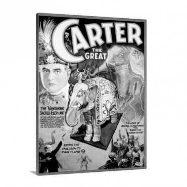 Carter The Great The Vanishing Sacred Elephant Vintage Poster Wall Art - Canvas - Gallery Wrap