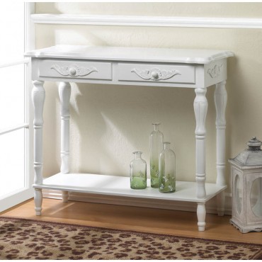 Carved White Hallway Table