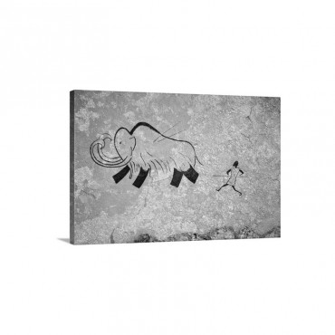 Cave Painting Of Primitive Man Hunting For Mammoth Wall Art - Canvas - Gallery Wrap