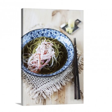 Cha Soba Buckwheat Noodles With Green Tea In Broth Garnished With Surimi Strips Wall Art - Canvas - Gallery Wrap