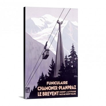 Chamonix Mont Blanc Cable Car France Vintage Poster By Roger Broders Wall Art - Canvas - Gallery Wrap