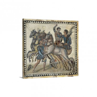 Chariot Race Roman Mosaic Wall Art - Canvas - Gallery Wrap