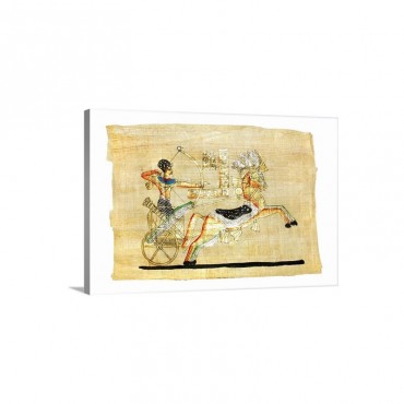 Chariot Rider Drawing On Egyptian Papyrus Wall Art - Canvas - Gallery Wrap
