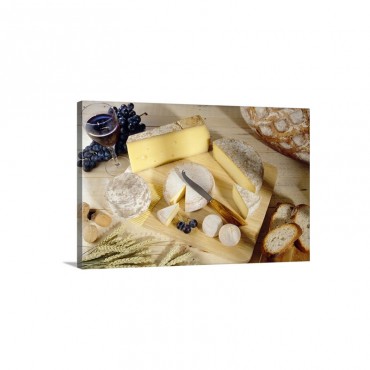 Cheeses On Cutting Board Wall Art - Canvas - Gallery Wrap