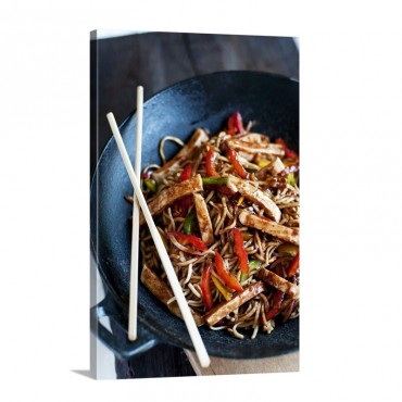 Chow Mein Fried Noodles With Chicken And Vegetables China Wall Art - Canvas - Gallery Wrap