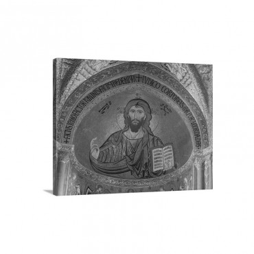 Christ Pantocrator Mosaic At Cathedral Of Cefalu Wall Art - Canvas - Gallery Wrap